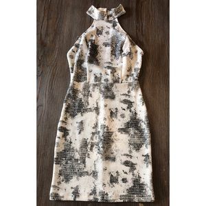 Black and white snakeskin patterned mini dress